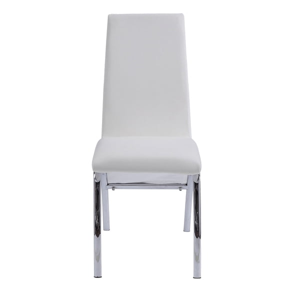 Newboti Furniture White and Chrome Armless Solid Back Side Chair (Set of 2) 28707