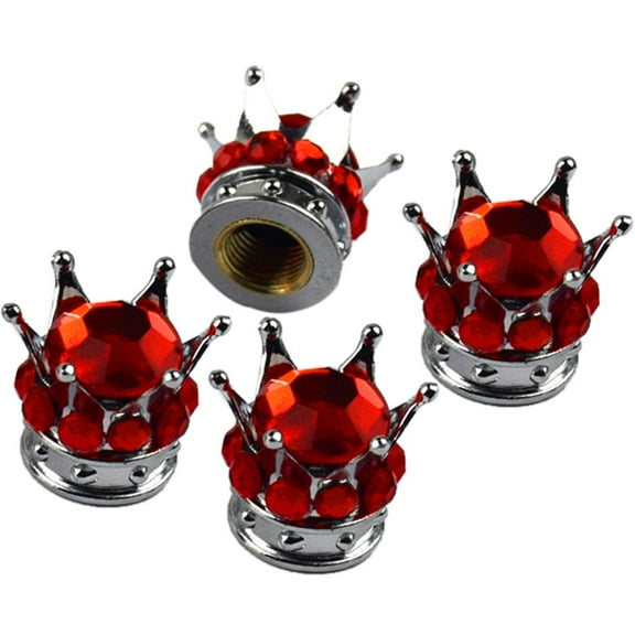 4 Piece Crown Bling Vehicle Decor Princess Rhinestone Tire Air Stem Caps, Car Decoration Tire/Wheel