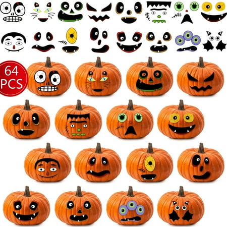 64 Pieces Halloween Stickers Pumpkin Face Stickers Jack O #39 Lantern