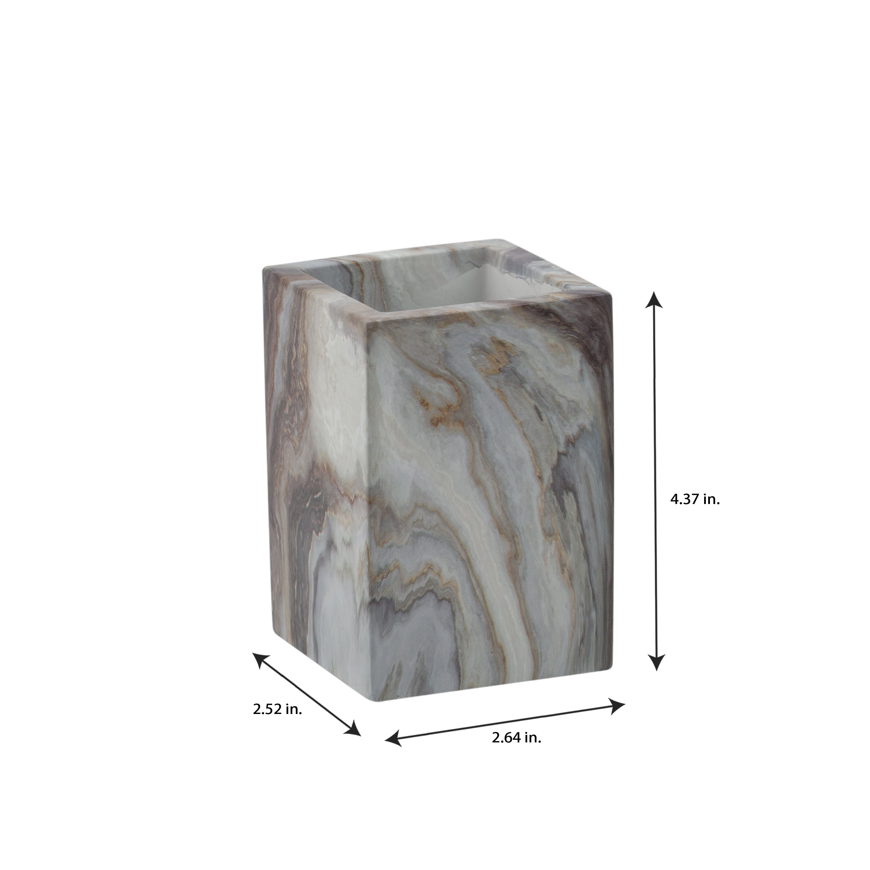ELLE Paris Polyresin Tumbler Cup Toothbrush Holder, Gray Agate