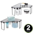 thumbnail image 2 of mDesign Plastic/Steel Corner Stackable Rack, Bathroom, 2 Pack, Black/Smoke Gray, 2 of 8