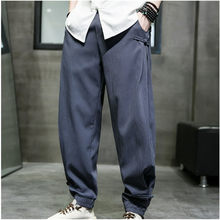 Men's pants Men's Casual Fashion Solid Color Cotton Linen Pants Comfortable  Breathable Trousers Fragarn