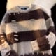 thumbnail image 1 of Suéter de cuello redondo a rayas de color contrastante de estilo dulce americano de Escape From The Earth para mujer, marca de moda de alta calle, sudadera peluda, 1 of 5