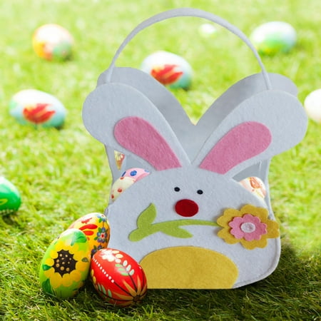 

Felt Easter Bunny Basket for Kids Tote Bunny Basket Egg Hunt Bags Rabbit Candy Bag Egg Hunts and Candy Surprises Tote Bag Yellow And White 2 Styles - Easter Treat Bags