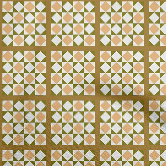 oneOone Cotton Cambric Olive Drab Fabric Mosaic Sewing Craft Projects Fabric Prints By Yard 56 Inch Wide