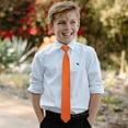 thumbnail image 3 of Boys Solid Color Ties Classic Pre-Tied Adjustable Childs Necktie Party Weddings Orange, 3 of 8