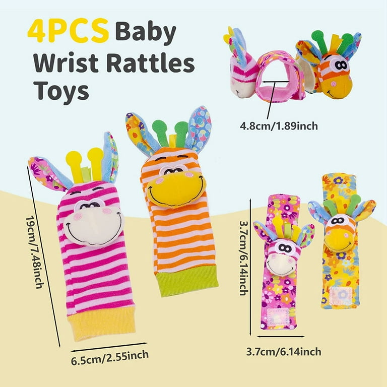 Baby Wrist Rattle Socks and Foot Finder Set, Perfect Baby Toys for