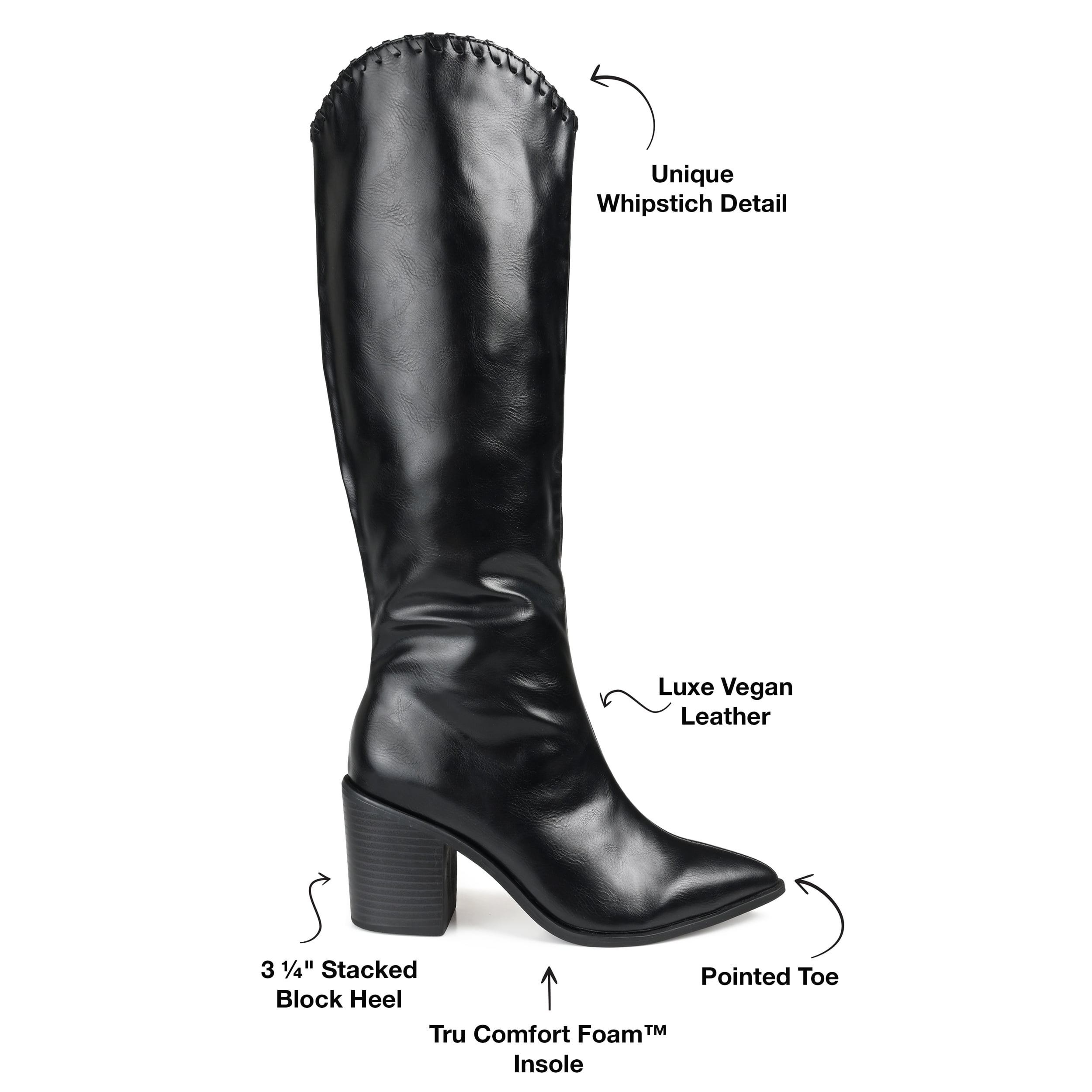 Journee Womens Daria Tru Comfort Foam Wide Width Wide Calf Stacked Heel Knee High Boots