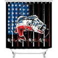 thumbnail image 2 of 4PCS Fishing Shower Curtain Sets with Rugs, Bass Fish Shower Curtain, Waterproof Fabric Shower Curtain, Cabin Lodge Hunting Country Rustic Farmhouse Husband Men Bathroom Decor, Fishing Gifts, 2 of 7