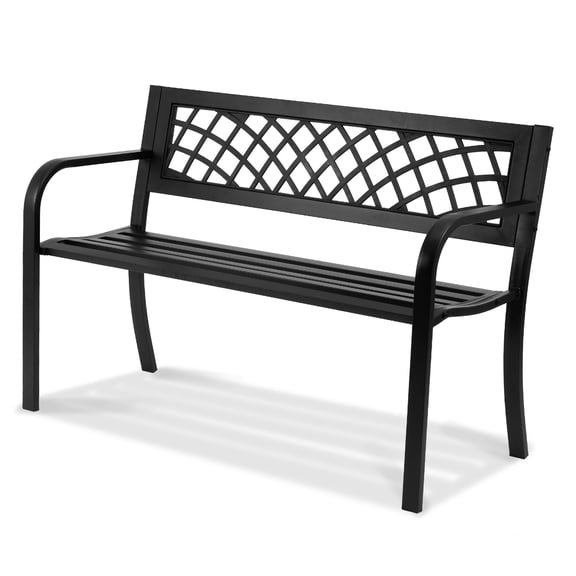 46" Metal Garden Bench,Outdoor Park Bench with Backrest and Armrests,Patio Bench for Garden,Park,Yard,Front Porch，480 lbs Load Capacity