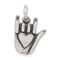thumbnail image 3 of 925 Sterling Silver Antiqued Sign Language Charm Pendant, 3 of 6