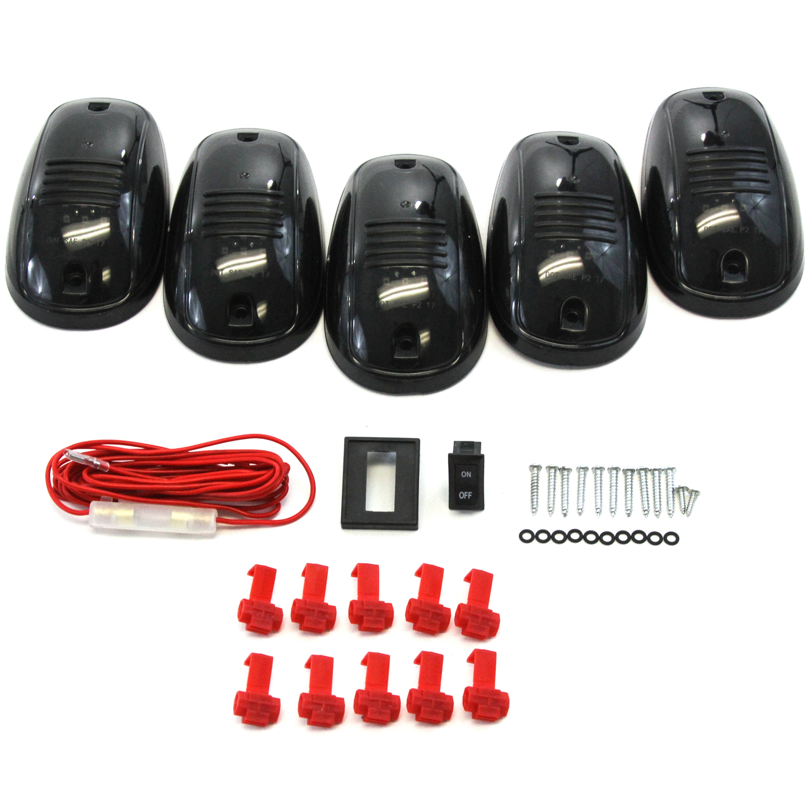 5 Piece Smoked Lens Amber LED Cab Roof Running Marker Light Set