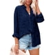 thumbnail image 3 of SAYOO Camisas elegantes para mujer, blusa de gasa con botones de manga larga de jacquard de color puro SAYOO  S M L XL XXL, 3 of 5