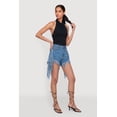 thumbnail image 2 of Women's Fringe Hem and Side Denim Shorts, 2 of 4
