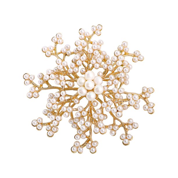 Jumpingount Copo de nieve perla broche gran accesorio de moda exquisita mujer chica joyería Collar vestido Pin boda fiesta de noche Ropa, zapatos y accesorios Miscelánea Jumpingount AP018639-00