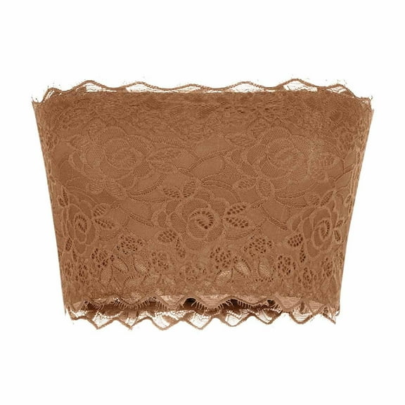 SCSAlgin Women's Lace Bandeau Bra Strapless Bralette Seamless Crop Tube Top