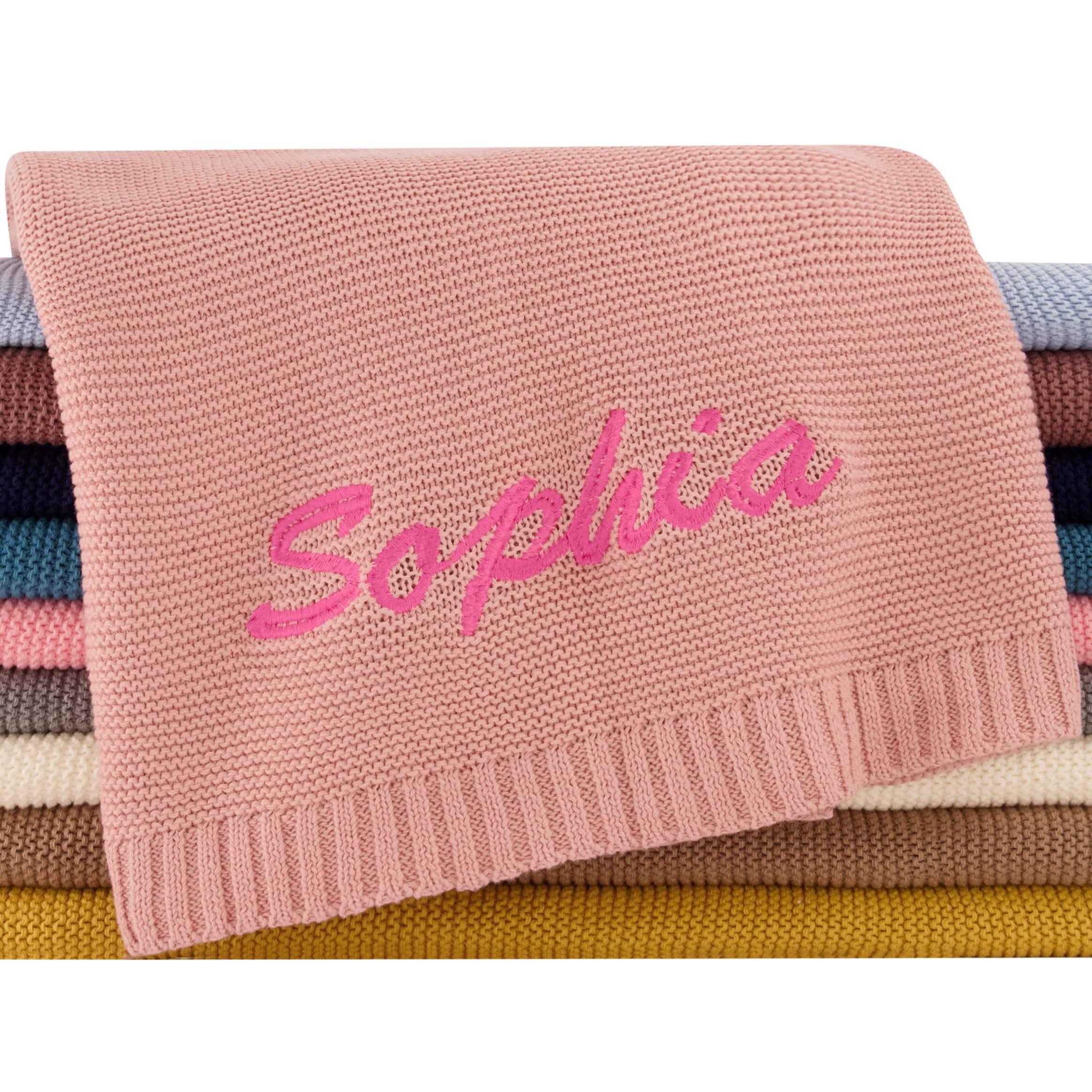 Personalized Knit Blanket for Baby Boys and Girls Custom Toddler