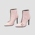 thumbnail image 7 of UngA Burgundy Boots Knee High Boots Women Tall Boots Pointed Toe Kitten Heel Boots for Women Side Zipper Long Fall Boots Pink,7, 7 of 7