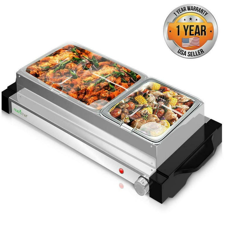 Electric Hot Plate Food Warmer - Dual Buffet Server Chafing Dish