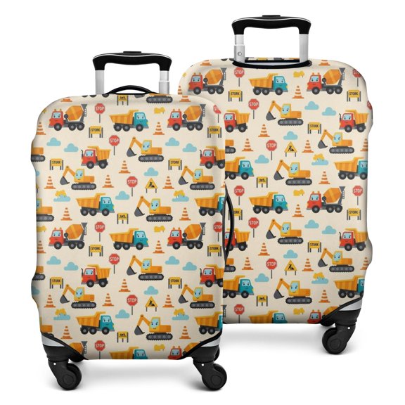 Cartoon Construction Vehicles Traffic Cones Luggage Cover Fashion Suitcase Cover Baggage Covers Fit 25-28 Inch Luggage (Go Travel)