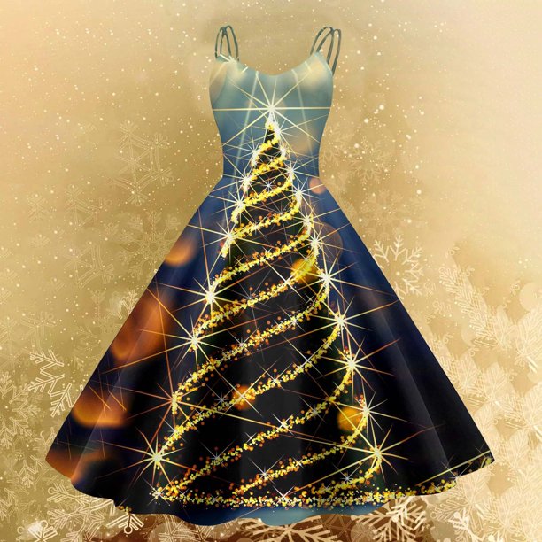 WILLBEST Vestido De Verano Para Mujer, Estampado Navideño, Informal, Sin Mangas, Para Fiestas Y Reuniones