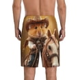 thumbnail image 2 of Balery Western Cowboy Guinea Pig Men's Cotton Knit Pajama Shorts Waistband & Pockets,Short Pajama Pants-X-Large, 2 of 8