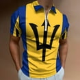 thumbnail image 2 of Barbados National Flag Men Zipper T-shirt Summer Casual Short Sleeve T-shirt Top, 2 of 7