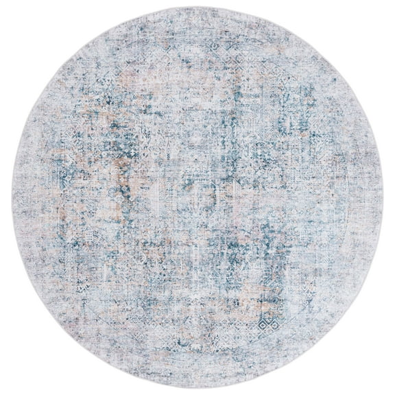 SAFAVIEH Arizona Carson Distressed Polyester Machine Washable Area Rug, Dark Green/Beige, 6' x 6' Round