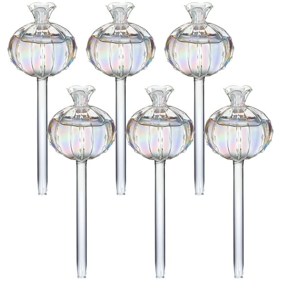 6 PCS Cactus-Shaped Glass Plant Watering Globes, High Borosilicate Self-Watering Stakes, Automatic Irrigation Bulbs for Indoor Outdoor Potted Plants, Decorative Waterer Tool, 3 x 8.9 in