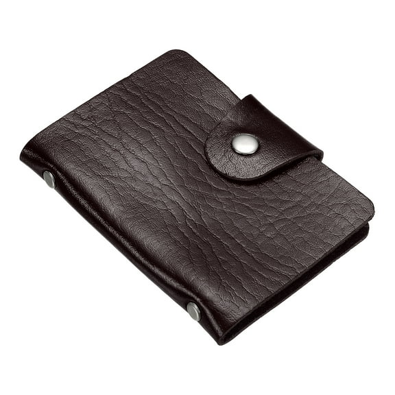 Uxcell Credit Card Holder, 1 Pack Slim Wallet Leather Purse Business Cards Protector with 24 Card Slots, Brown