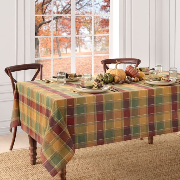 Elrene Home Fashions Autumn Acres Plaid Tablecloth, 52" x 70" Rectangle