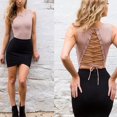 thumbnail image 3 of Sleeveless Backless Tie Back Snap Buttons Lace Up Women's Bodysuits Summer Spring Cotton Playsuits Jumpsuits Bodice Rompers, 3 of 9