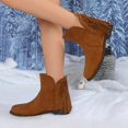 thumbnail image 6 of Viluyesy Ankle Boots for Womens, Suede Tassels Wide Calf Flat Heels Comfort Western Booties Brown US7.5, 6 of 9
