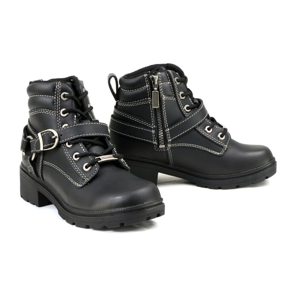 Milwaukee Motorcycle Clothing Company MB228 Paragon Leather Women's Black Motorcycle Boots 10.5