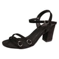 thumbnail image 5 of Rokment High Heels Dressy Sandals for Women Ladies Stylish Simple Buckles Metallic Leather Pointed Toe Chunky Heeled Summer Dress Shoes Business Office Black Size 6.5, 5 of 7