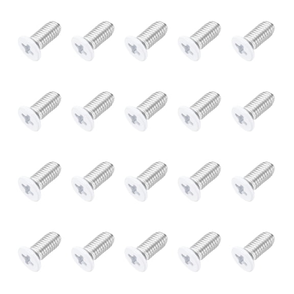 Uxcell M5 x 10mm Flat Countersunk Head Machine Screws 304 Stainless Steel Full Thread Phillips Drive Cross Screw for Furniture Connection Electrical Appliances (White, Pack of 20)