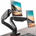 thumbnail image 1 of FITUEYES Dual Monitor Stand Gas Spring Riser Swivel Tilt and Height Adjustable Computer Screen Arms suits 13-27 inch LCD LED Computer Screen, 1 of 7