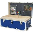 thumbnail image 2 of Rhino Trunk & Case Small Essential Summer Camp Trunk with Wheels, Tray & Lid Organizer, Camping Footlocker Storage Chest, Strong 1000+ Pound Sitting Capacity Campers Trunks 30"x17"x13" (Royal Blue), 2 of 5