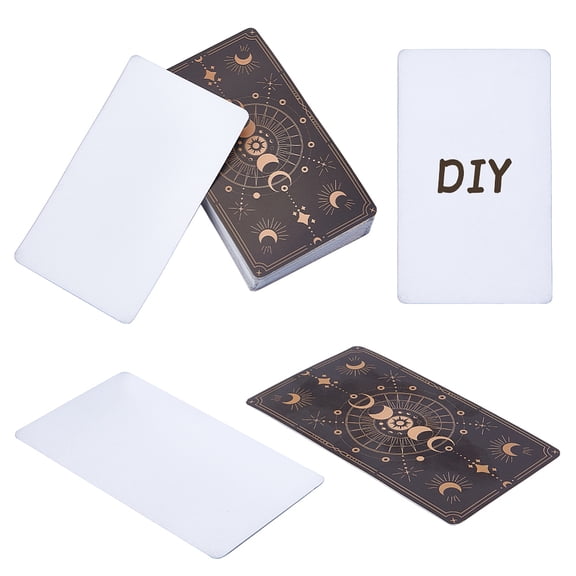 100 Pcs Blank Tarot Cards with Design on Back Oracle Tarot Cards to Write On with Gold Foil Design 2.72×4.65inch DIY Black