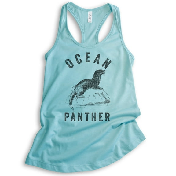Ocean Panther Seal Tank Top, Ladies Racerback Tank Top, Seal Tank, Funny Animal Tank, Cancun, Large