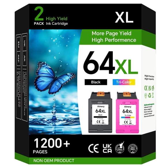 Aimery 64XL Use for HP 64 Ink Cartridge Encre 64XL Compatible for HP Envy Photo 6220 7120 7800 7855 7864 Envy Inspire 7220 7920 7925e 7958e Tango X T