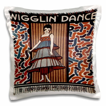 3dRose The Cute Little Wiggle Dance Woman in 20s Style Dress Dancing - Pillow Case, 16 by