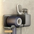 thumbnail image 4 of 1pc Hair Dryer Bracket Free Punching Bathroom Hair Dryer Hanger Bathroom Multi-function Rack Hair Dryer Placement Rack, 4 of 5