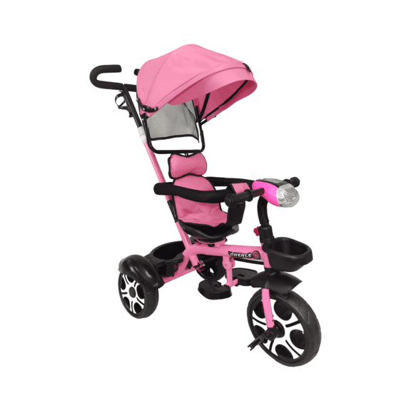 Triciclo Evolutivo The Baby Shop  con asiento giratorio y torreta con luz Rosa -
