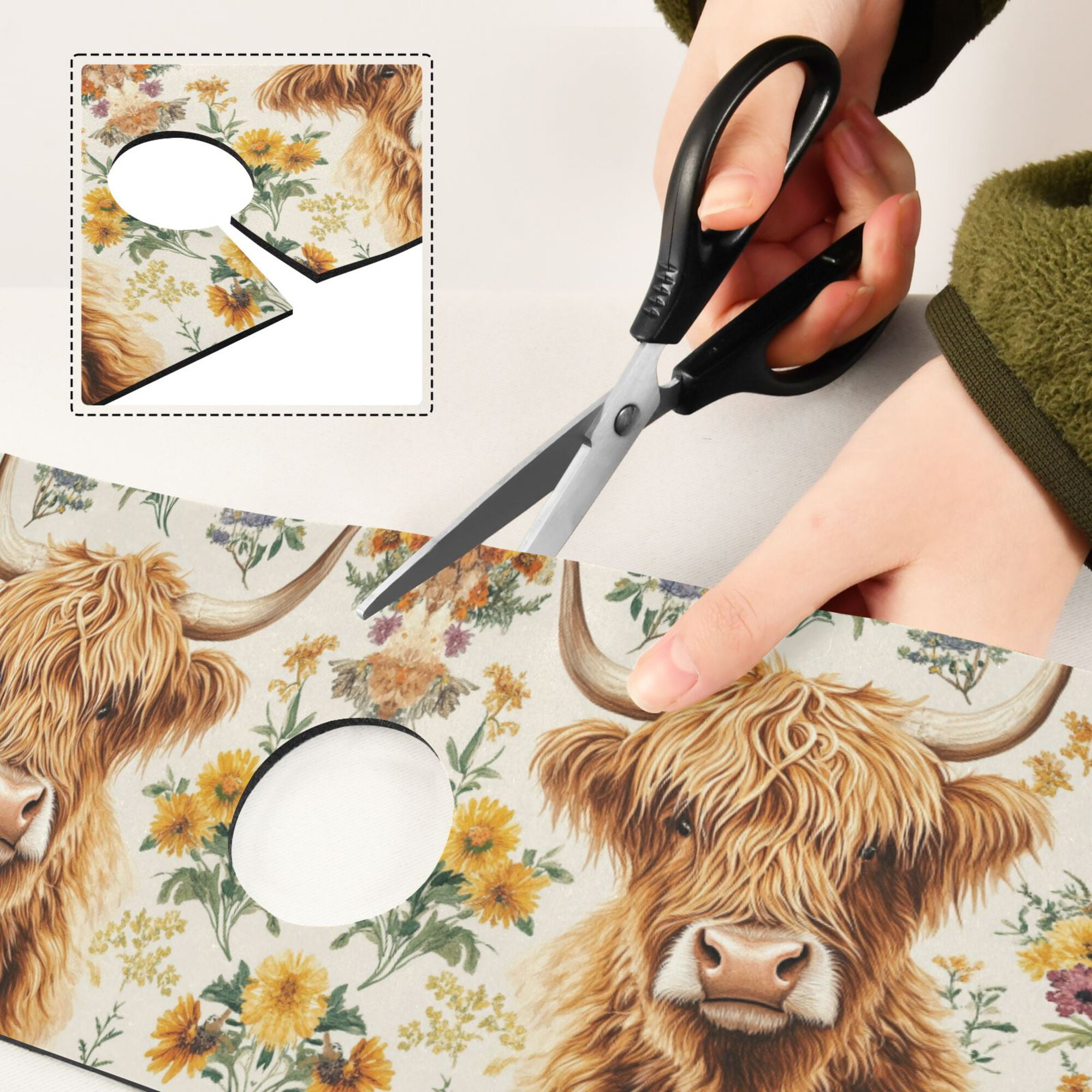 Yayeee Faucet Mat for Kitchen Sink 30" Diatomite Long Splash Guard Pad, Floral Cow, 2 Pack