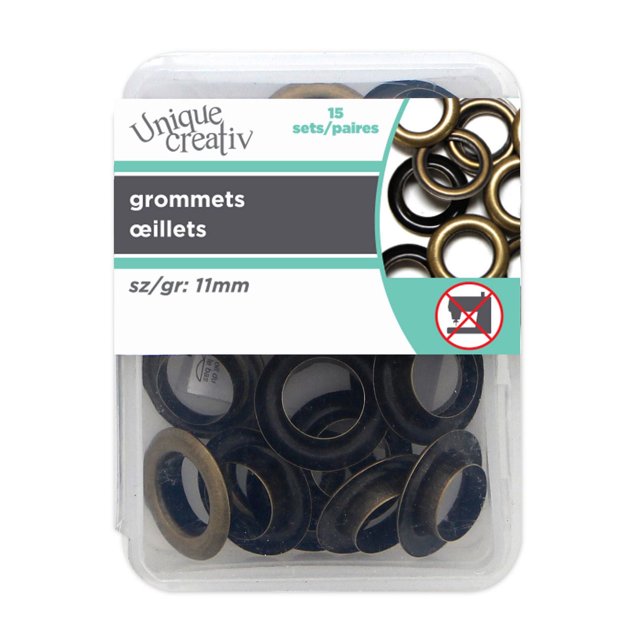 Unique Creativ Grommets – 11 mm, Antique Gold, No‑Sew, 15 pcs