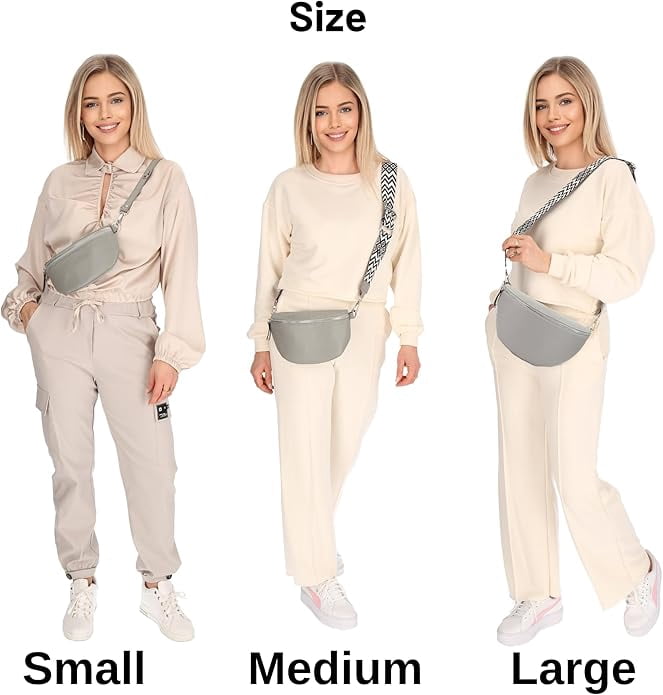 Leather Waist Belt Bag with 2 Detachable Straps, Stylish Unisex Crossbody Hip Pack for Travel, Italien Handcrafted Fanny Pack in 8 Colors
