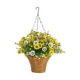 thumbnail image 2 of Artificial Hanging Flowers with Basket,Fake Blossoms for Indoor Outdoor Decor in Spring Summer Garden Porch Patio,Hanging Plant Decor,D,1PC, 2 of 10