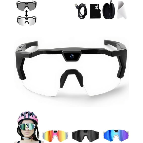 1080P HD Video Recording Sunglasses, Hands-Free POV Camera Glasses with Audio for Sports