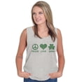 thumbnail image 4 of Peace Love Irish St Pattys Day Clover Tank Top Tee Shirt Women Brisco Brands X, 4 of 5